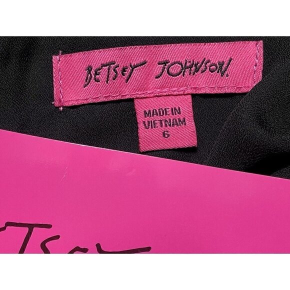 Betsey Johnson Black Sheath Flutter Short Sleeve Knee Length Dress Women’s 6 - Picture 12 of 15
